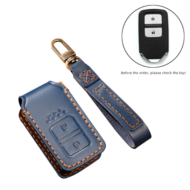 Hallmo Car Cowhide Leather Key Protective Cover Key Case for Honda Civic / Accord 2-button, For Honda Civic / Accord 2-button