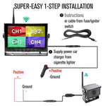 7 inch Car Digital Wireless Rear-view Split-screen Monitor Four Record, Four Record