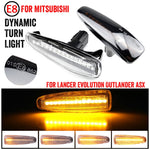 2pcs For Mitsubishi Lancer 2008-2018 Car Dynamic LED Fender Side Light, For Mitsubishi Lancer 2008-2018 (Transparent), For Mitsubishi Lancer 2008-2018 (Transparent Black)