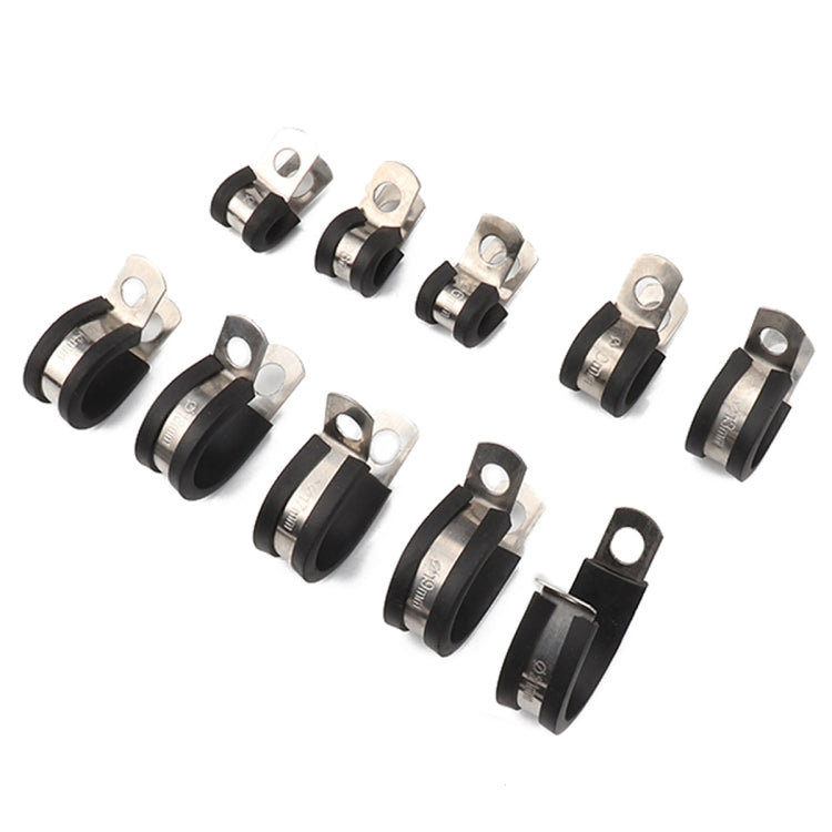 10 PCS Car Rubber Cushion Pipe Clamps Stainless Steel Clamps, Size: 13/8 inch (42mm), Size: 13/8 inch (42mm)
