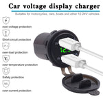 Universal Car Dual Port USB Charger Power Outlet Adapter 4.2A 5V IP66 with LED Digital Voltmeter + 60cm Cable, 4.2A Voltmeter + 60cm Cable(Green Light), 4.2A Voltmeter + 60cm Cable(Red Light)