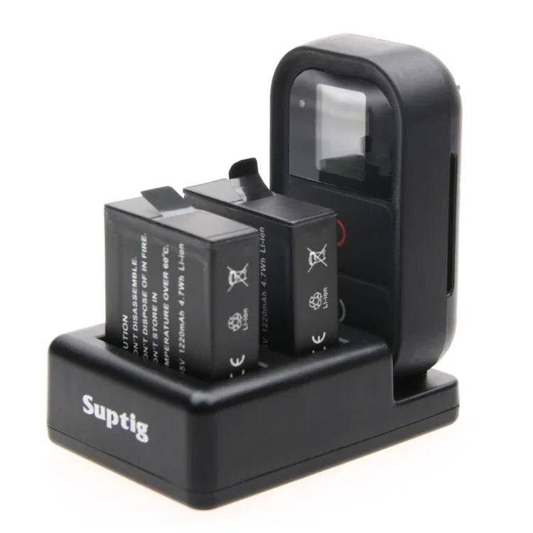 Dual Batteries Charger + Remote Control Charger with USB Cable for GoPro HERO7 Black /6 /5 (AHDBT-501), Batteries not included, Battery+Remote Control Charger