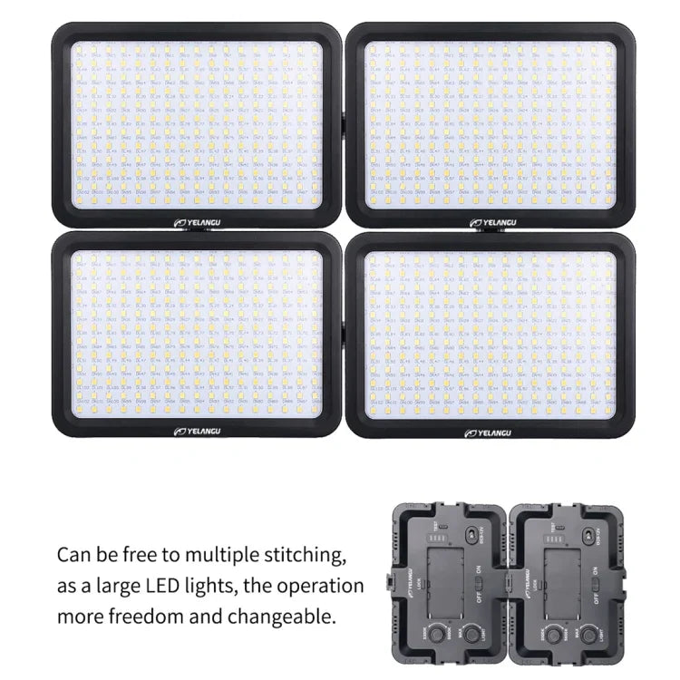 YELANGU YLG0504B 204 LEDs 1000LM 3300-5600K No Polar Dimmable Studio Light Video & Photo Light for Canon, Nikon, DSLR Cameras, 204 LEDs