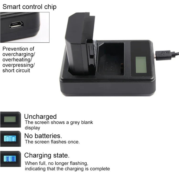 Dual Channel Digital LCD Display Battery Charger with USB Port for Sony NP-FZ100 Battery, Compatible with Sony A9 (ILCE-9), Dual NP-FZ100 Battery