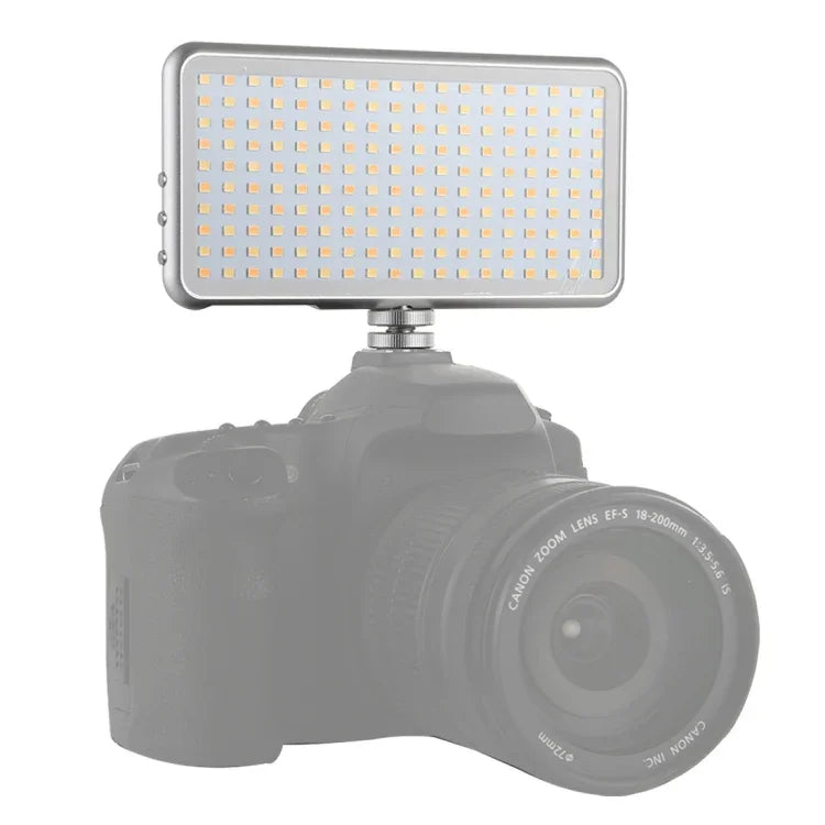 LED011S Pocket 180 LEDs Professional Vlogging Photography Video & Photo Studio Light with OLED Display & Cold Shoe Adapter Mount for Canon / Nikon DSLR Cameras, 180 LED