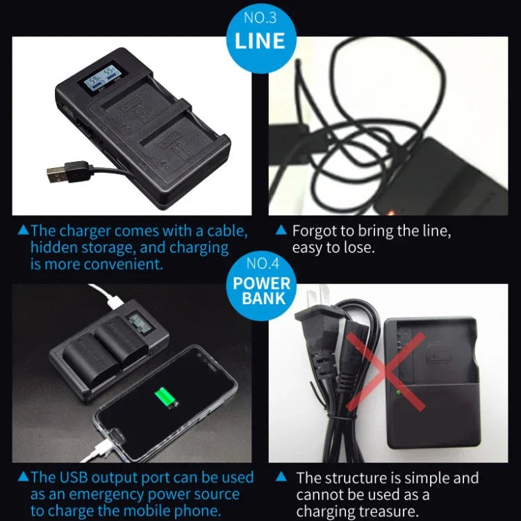 LP-E6 Digital Camera SLR Battery Digital LCD Charger for Canon Series, LP-E6