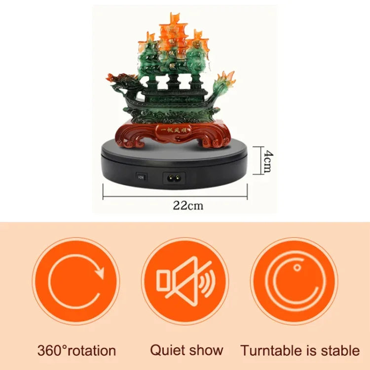 22cm Electric Rotating Turntable Display Stand Live Video Shooting Props Turntable Jewelry Shoes Display Platform, US Plug, 22cm(Black), 22cm(White)
