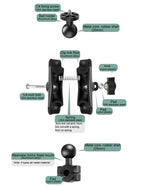 25mm Ball Head Motorcycle Rearview Mirror Screw Hole Fixed Mount Holder for GoPro, Insta360, DJI and Other Action Cameras, 25mm Ball Head 1cm Screw Hole