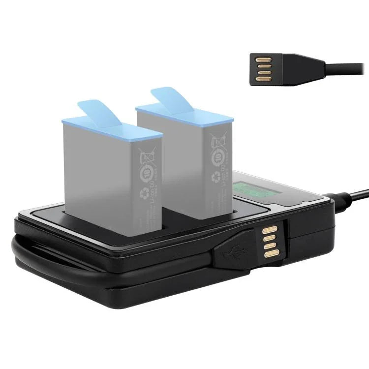 LCD Screen Dual Batteries Charger with Displays Charging Capacity for GoPro HERO9 Black / HERO10 Black, Displays Charging Capacity