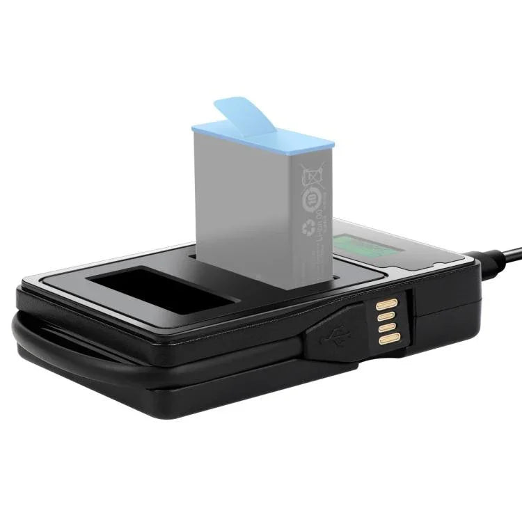 LCD Screen Dual Batteries Charger with Displays Charging Capacity for GoPro HERO9 Black / HERO10 Black, Displays Charging Capacity