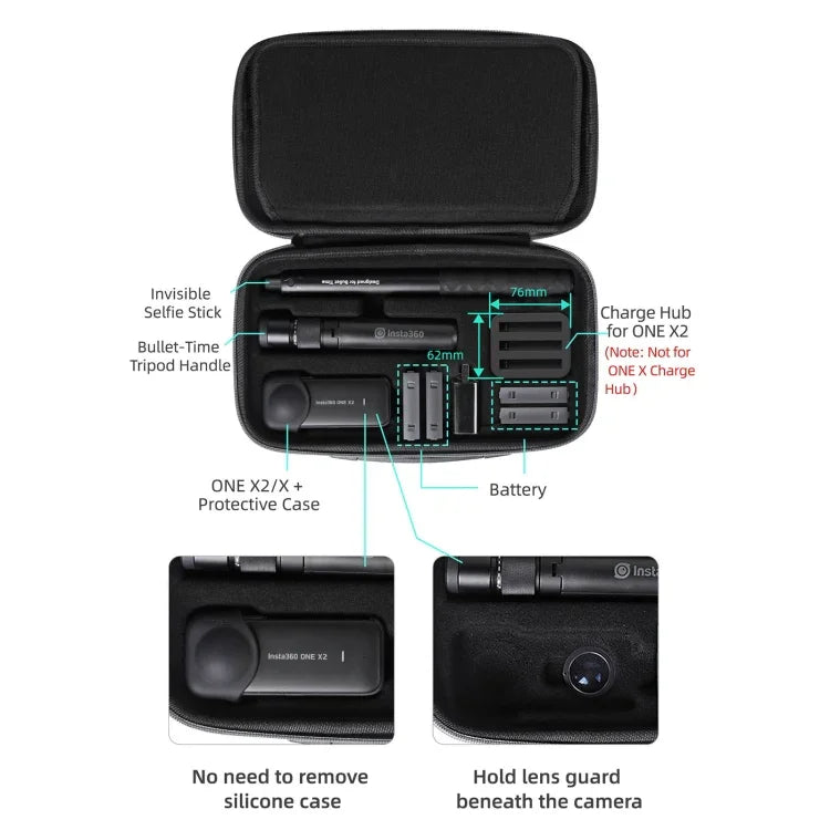 Sunnylife IST-B193 Storage Bag Case Handbag for Insta360 ONE X2 / X, For Insta360 ONE X2 / X