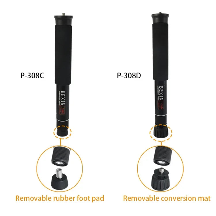 BEXIN P308C Portable Travel Outdoor DSLR Camera Aluminum Alloy Monopod Holder, P308C