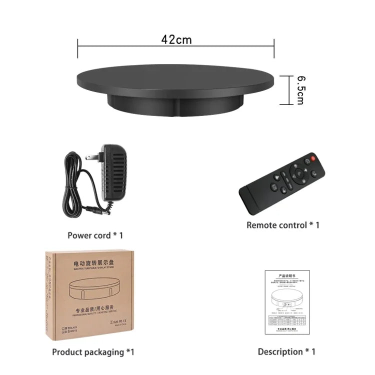 42cm Electric Rotating Display Stand Video Shooting Props Turntable, Load: 100kg, Plug-in Power, US Plug, 42cm, US Plug