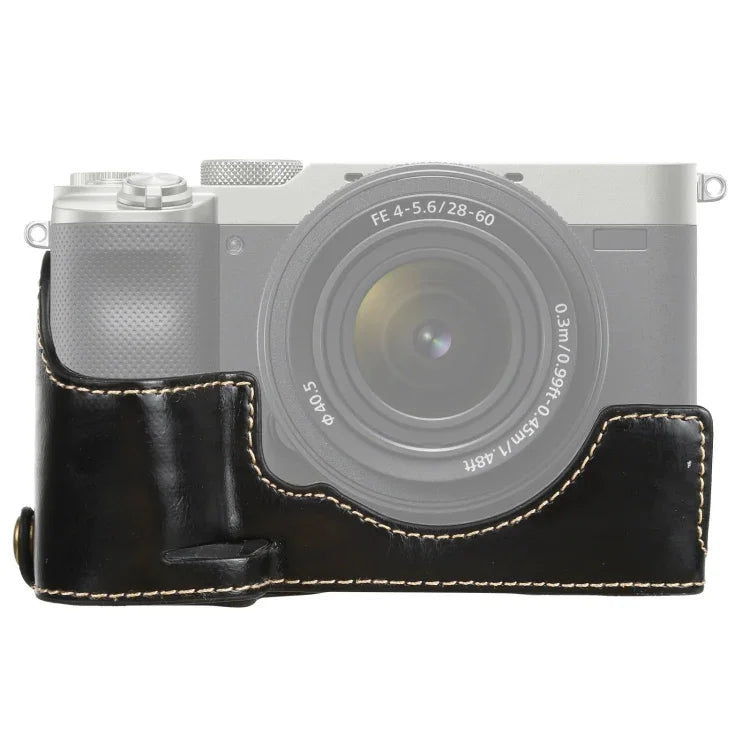 1/4 inch Thread PU Leather Camera Half Case Base for Sony ILCE-7C/A7C, For Sony ILCE-7C/A7C