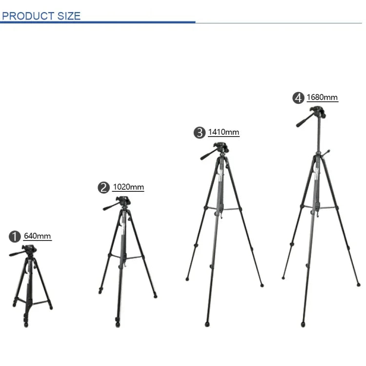 WeiFeng WT-3560 3-Section Folding Legs Live Broadcast Aluminum Alloy Tripod Mount, WT-3560