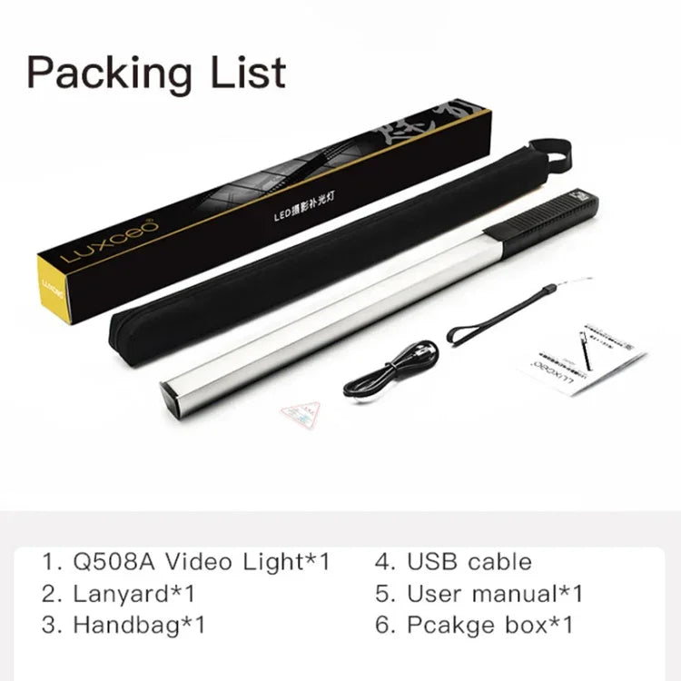 LUXCeO Q508A 8 Color Photo LED Stick Video Light Waterproof Handheld LED Fill Light Flash Lighting Lamp with Remote Control, Q508A