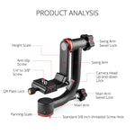 YELANGU  A201 360 Degree Horizontal Gimbal Tripod Head for DV and SLR Cameras, A201