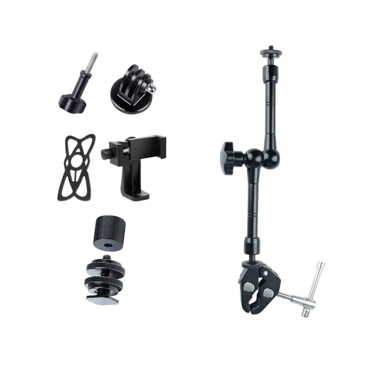 11 inch Adjustable Friction Articulating Magic Arm + Large Claws Clips with Phone Clamp, 11 inch Magic Arm + Claws Clips with Phone Clamp