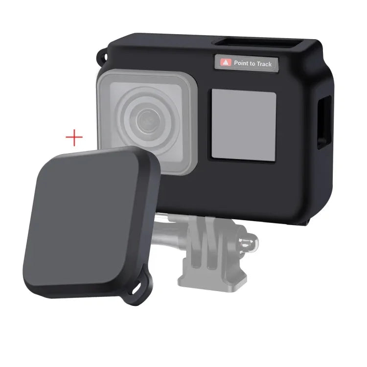 For Insta360 One R 4K with Frame Shockproof Silicone Protective Case with Lens Cap Cover, 4K Case + Lens Cap