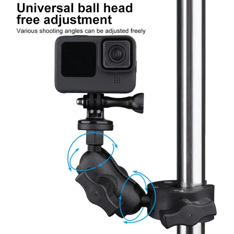 360 Rotation Adjustable Action Camera Bike Motorcycle Handlebar Holder with Phone Clamp, Standard Version with Phone Clamp