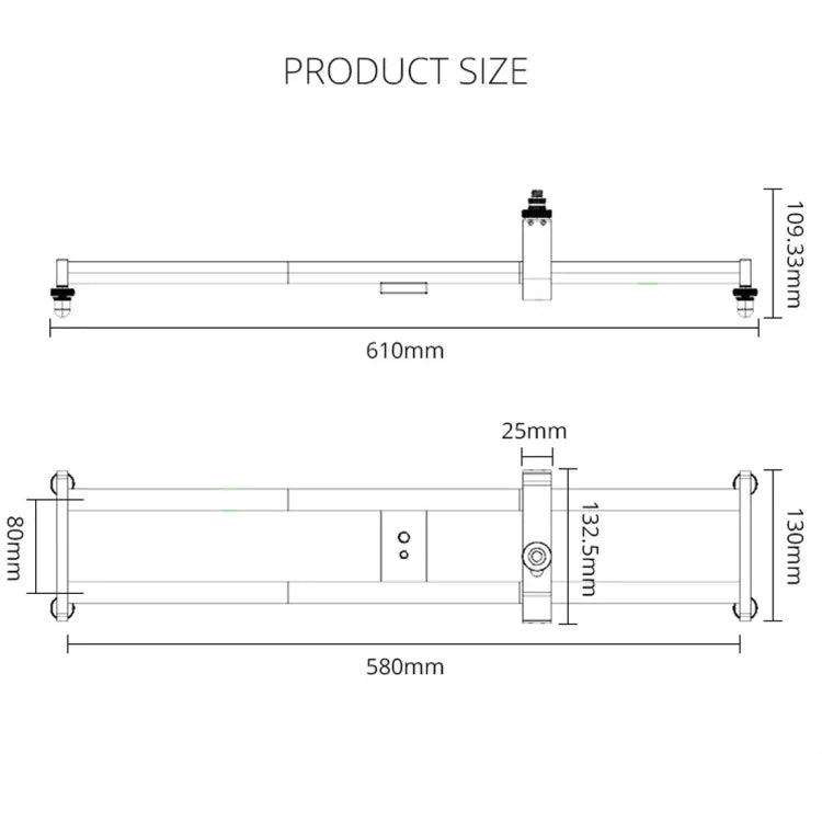 YELANGU YLG0119A 60cm Splicing Slide Rail Track + Trolley Rail Buckle for SLR Cameras / Video Cameras, 60cm Rail Track + Rail Buckle
