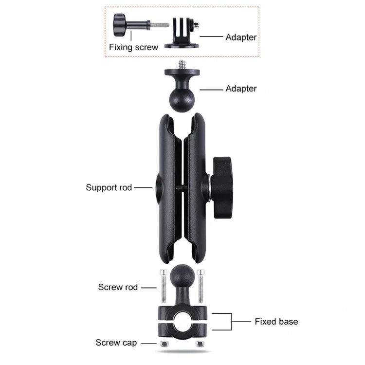 25mm Ballhead Car Front Seat Handlebar Fixed Mount Holder with Tripod Adapter & Screw for GoPro, Insta360, DJI and Other Action Cameras, 25mm 22cm