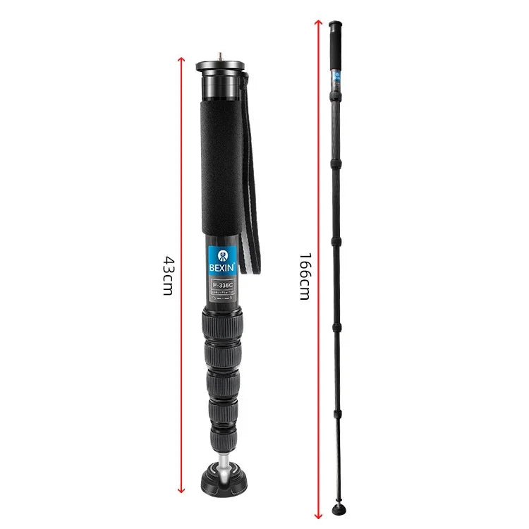 BEXIN P336C Camera Carbon Fiber Monopod Travel Live Selfie Bracket Holder, P336C