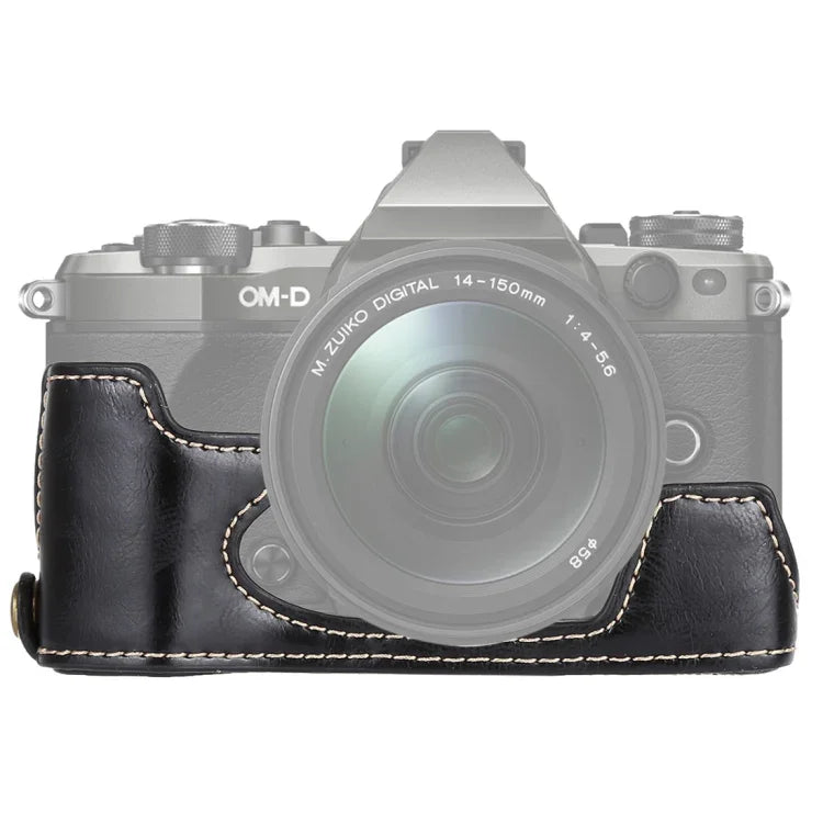 1/4 inch Thread PU Leather Camera Half Case Base for Olympus EM5 / EM5 Mark II, For Olympus EM5