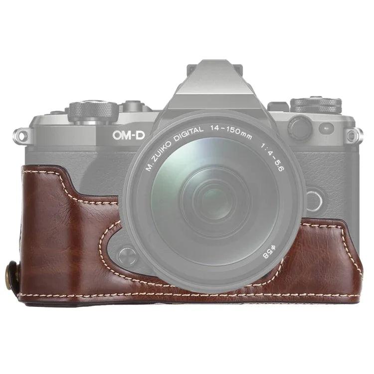 1/4 inch Thread PU Leather Camera Half Case Base for Olympus EM5 / EM5 Mark II, For Olympus EM5