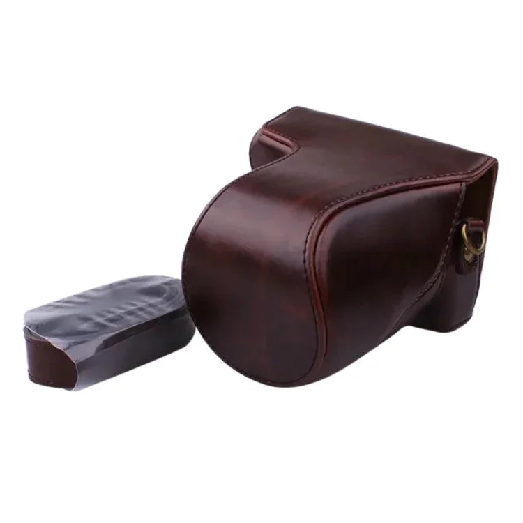 Full Body Camera PU Leather Case Bag with Strap for Canon EOS M200 (15-55mm Lens)