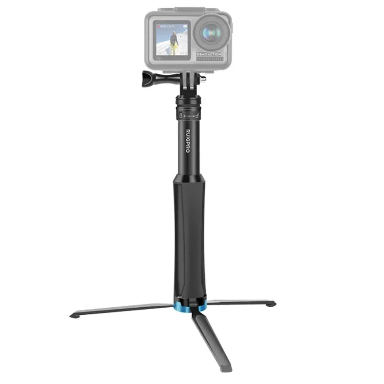 RUIGPRO One-piece Handheld Tripod Selfie Stick Telescopic Monopod Mount for DJI, Insta360, GoPro and Other Action Cameras, Black)