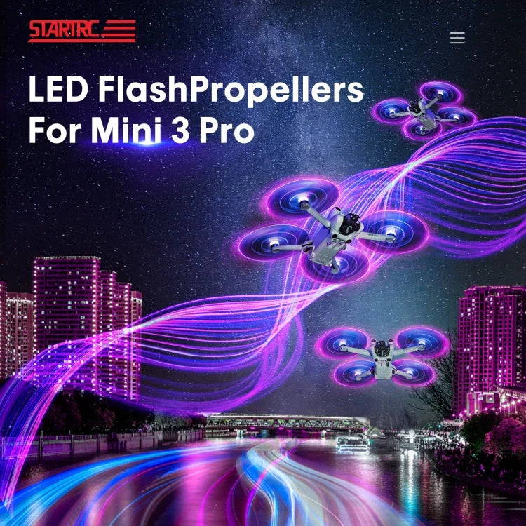 For DJI Mini 4 Pro / Mavic Mini 3 Pro STARTRC 2 Pairs Color LED Flash Lamp Low Noise Propellers, For DJI Mavic Mini 3 Pro
