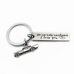 Creative Drive Safe Handsome Words Stainless Steel Keychain Key Rings, Wing Shape, Motorcycle Shape, Car Shape