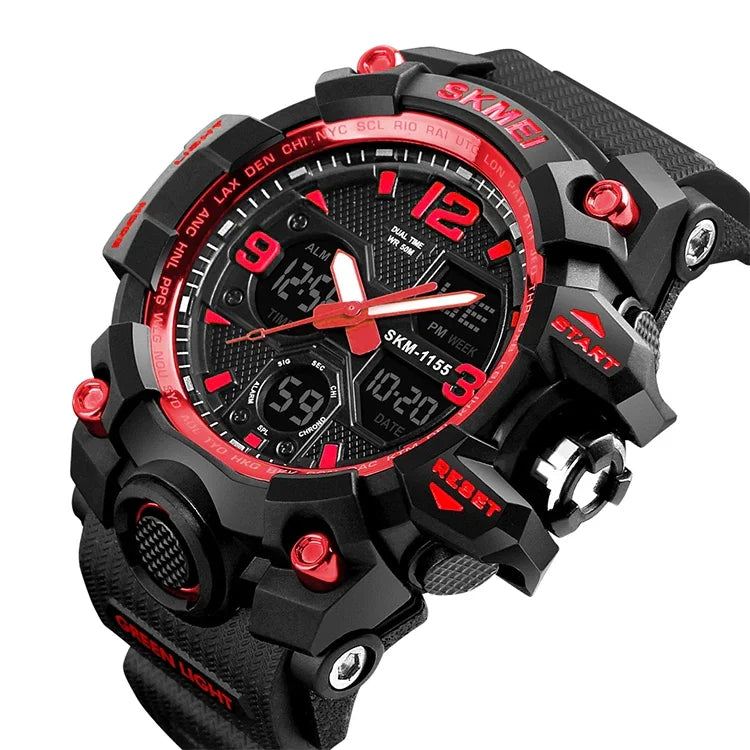 SKMEI 1155B Multifunctional Men Outdoor Sports Noctilucent Waterproof Large Dial Wrist Watch