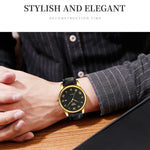 SKMEI 9058 Multifunctional Outdoor Fashion Waterproof Gold Shell Quartz Wrist Watch, Women Style Black Face Black Strap, Women Style Silver Face Brown Strap, Women Style Gold Face Brown Strap, Men Style Silver Face Brown Strap                          ...
