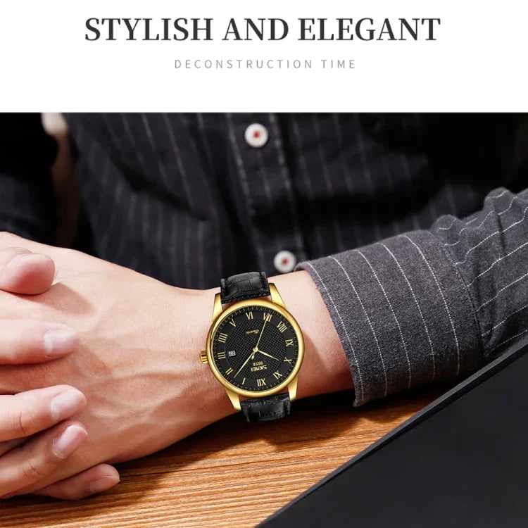 SKMEI 9058 Multifunctional Outdoor Fashion Waterproof Gold Shell Quartz Wrist Watch, Women Style Black Face Black Strap, Women Style Silver Face Brown Strap, Women Style Gold Face Brown Strap, Men Style Silver Face Brown Strap                          ...