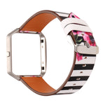 For Fitbit Blaze Leather Replacement Strap Watchband, A, B, C, D, E, F, G, Flamingo, Green Leaf, Peony, Red Flower, Sunflower