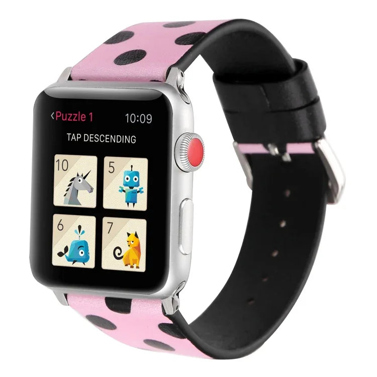 Fashion Wave Dot Series Leather Replacement Watchbands For Apple Watch Series 6 & SE & 5 & 4 40mm / 3 & 2 & 1 38mm, For Apple Watch Series 8&7 41mm / SE 2&6&SE&5&4 40mm / 3&2&1 38mm