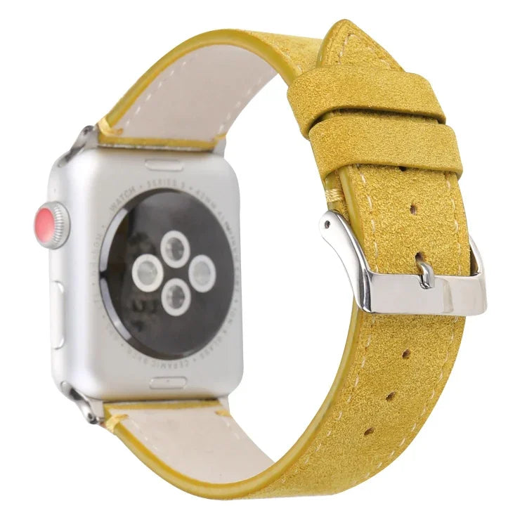 Frosted Genuine Leather Watchband For Apple Watch Series 6 & SE & 5 & 4 40mm / 3 & 2 & 1 38mm, For Apple Watch Series 7 41mm / 6 & SE & 5 & 4 40mm / 3 & 2 & 1 38mm