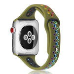 Rainbow Silicone Watchband For Apple Watch Series 6 & SE & 5 & 4 40mm / 3 & 2 & 1 38mm, For Apple Watch Series 7 41mm / 6 & SE & 5 & 4 40mm / 3 & 2 & 1 38mm, For Apple Watch Series 8&7 41mm / SE 2&6&SE&5&4 40mm / 3&2&1 38mm