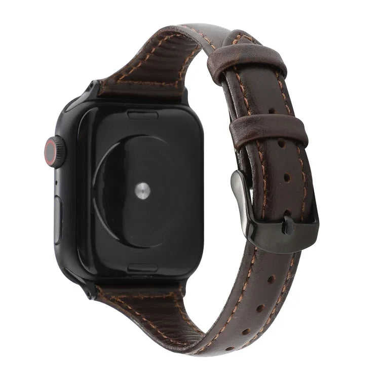 Crazy Horse Texture Genuine Leather Strap, For Apple Watch Series 7 41mm / 6 & SE & 5 & 4 40mm / 3 & 2 & 1 38mm, For Apple Watch Series 8&7 41mm / SE 2&6&SE&5&4 40mm / 3&2&1 38mm                                                                          ...