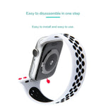 Elastic Silicone Watchband For Apple Watch Series 6 & SE & 5 & 4 44mm / 3 & 2 & 1 42mm, 150mm (Black White), 150mm (Light Pink White), 150mm (Blue White), 160mm (Light Pink White)