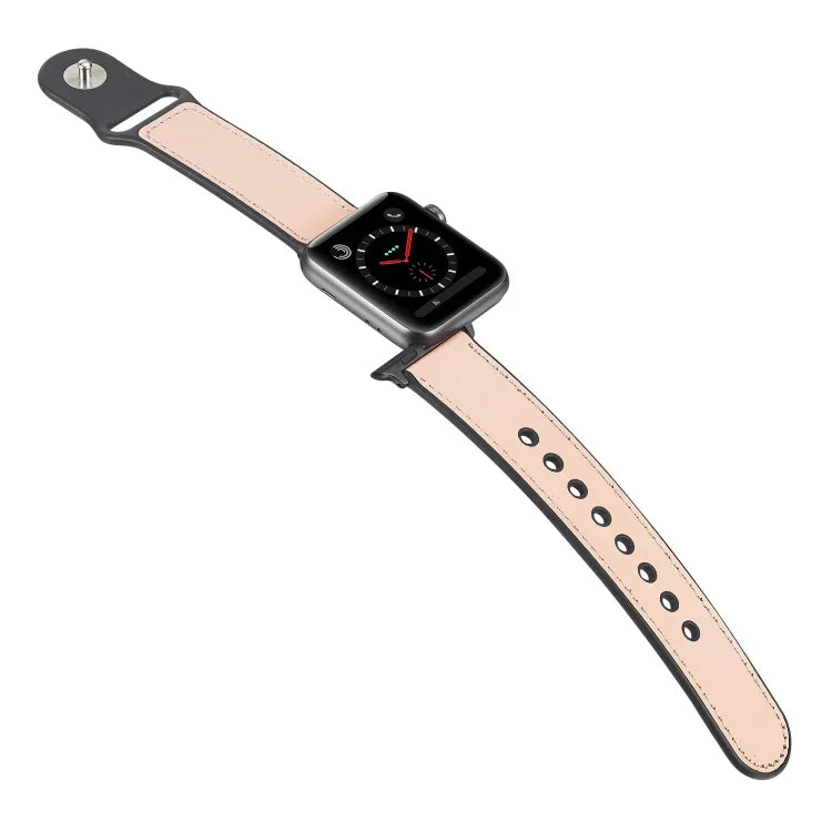 Paste Leather TPU Watchband For Apple Watch Series 6 & SE & 5 & 4 40mm / 3 & 2 & 1 38mm