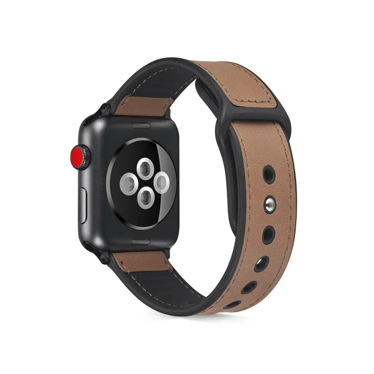 Paste Leather TPU Watchband For Apple Watch Series 6 & SE & 5 & 4 40mm / 3 & 2 & 1 38mm
