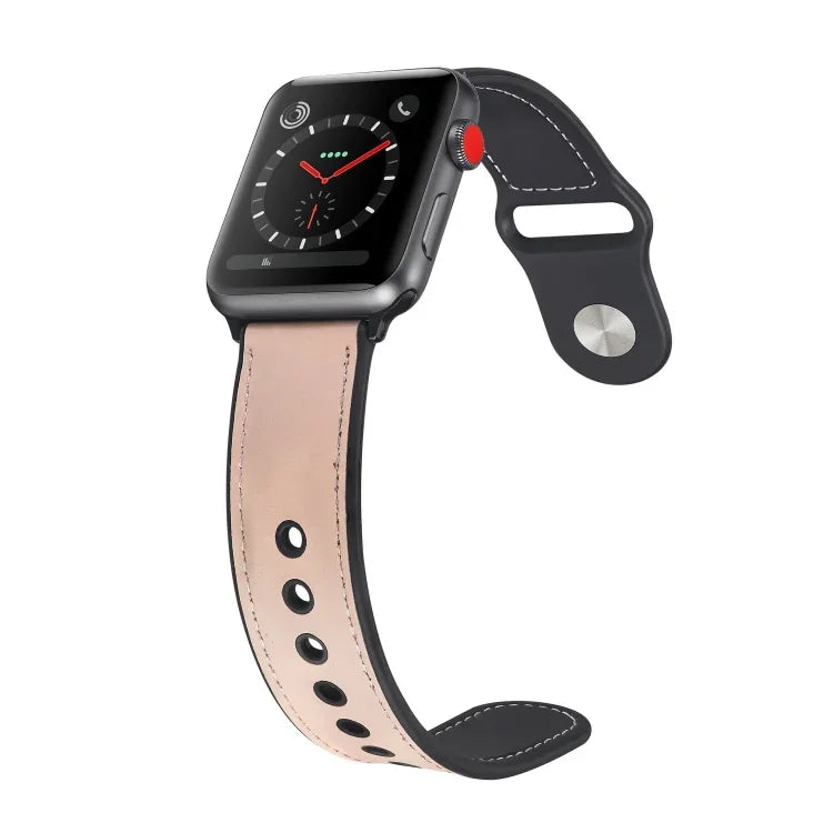 Paste Leather TPU Watchband For Apple Watch Series 6 & SE & 5 & 4 44mm / 3 & 2 & 1 42mm