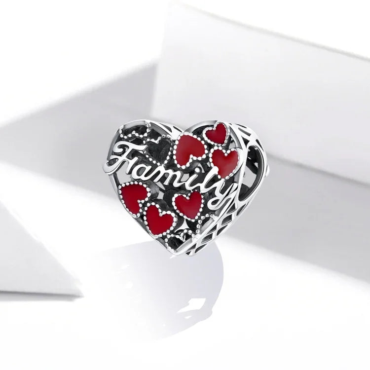 S925 Sterling Silver Warm Family Love Beads DIY Bracelet Necklace Accessories, Warm Family Love