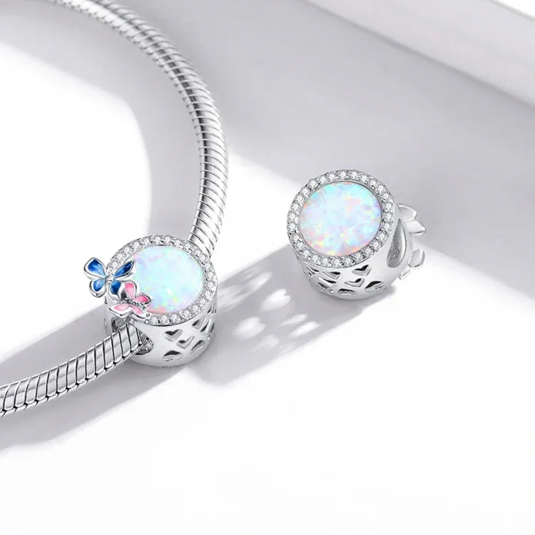 S925 Sterling Silver Butterfly Spring Beads DIY Bracelet Necklace Accessories, Butterfly Spring
