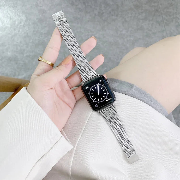Color Matching Seven Beads Steel Replacement Strap Watchband, For Apple Watch Series 7  41mm / & 6 & SE & 5 & 4 40mm, For Apple Watch Series  7  45mm / & 6 & SE & 5 & 4 44mm