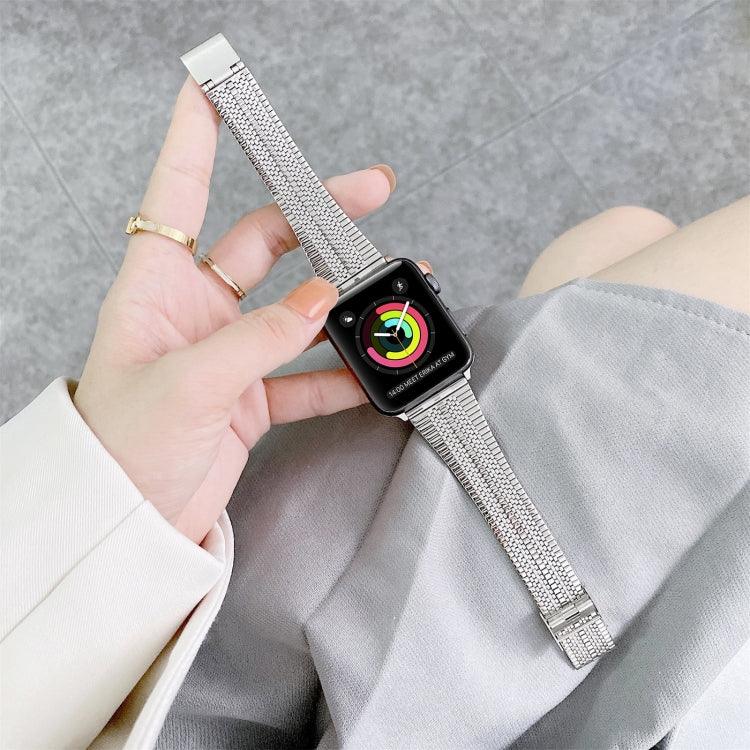 Double Lines Steel Replacement Strap Watchband, For Apple Watch Series 7  41mm / & 6 & SE & 5 & 4 40mm, For Apple Watch Series  7  45mm / & 6 & SE & 5 & 4 44mm
