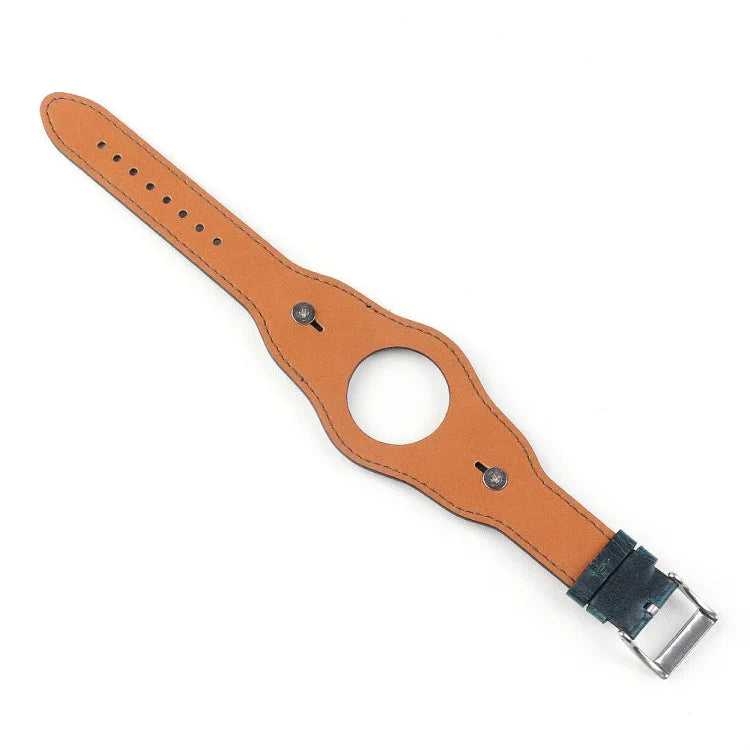 Leather replacement watchband for Apple Watch, designed for series 7, SE, 5, 4, adjustable, comfortable fit.